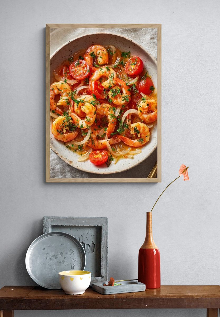 Shrimp and Tomatoes — Food Print. — room view 3