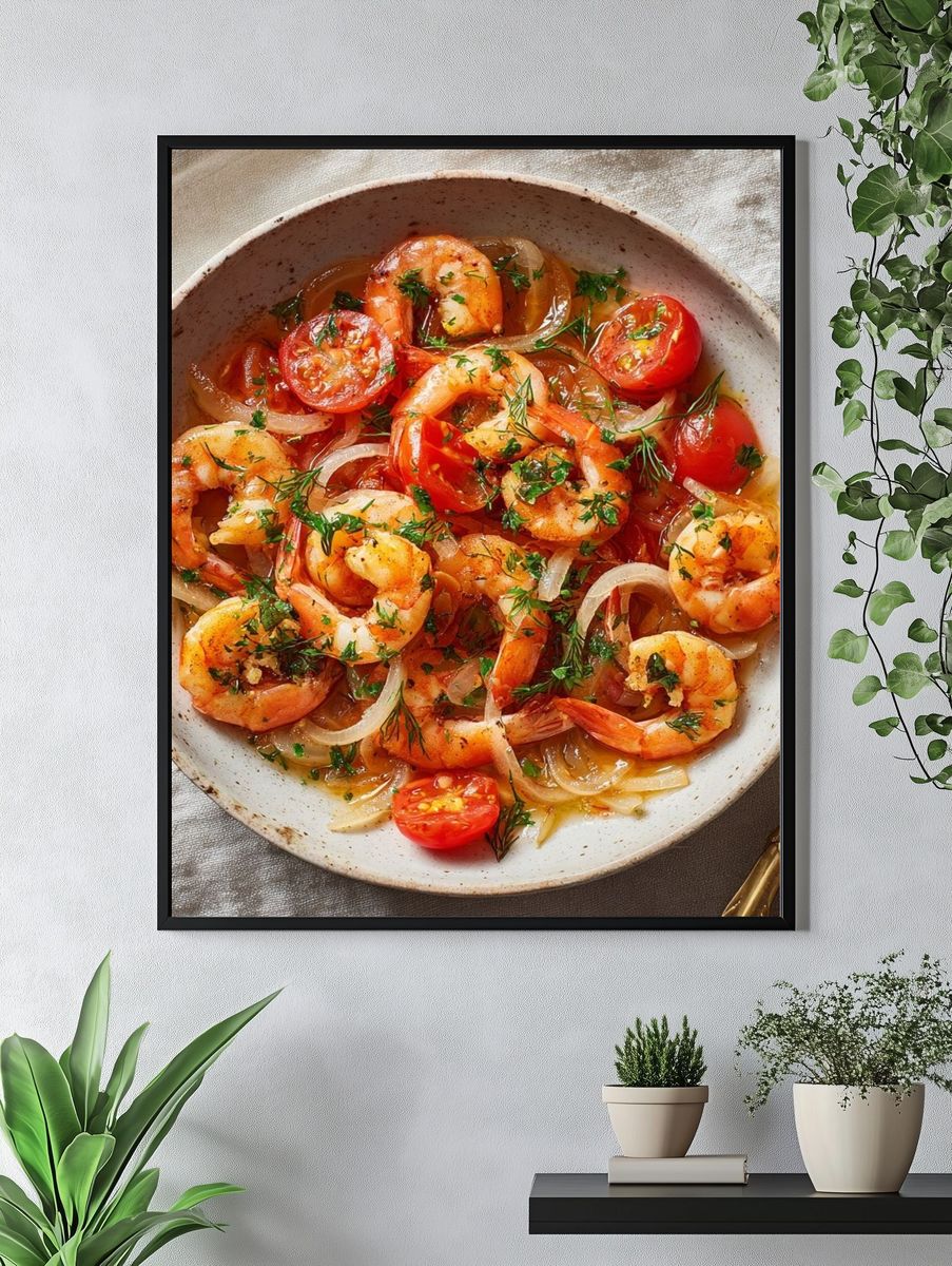 Shrimp and Tomatoes — Food Print. — room view 4