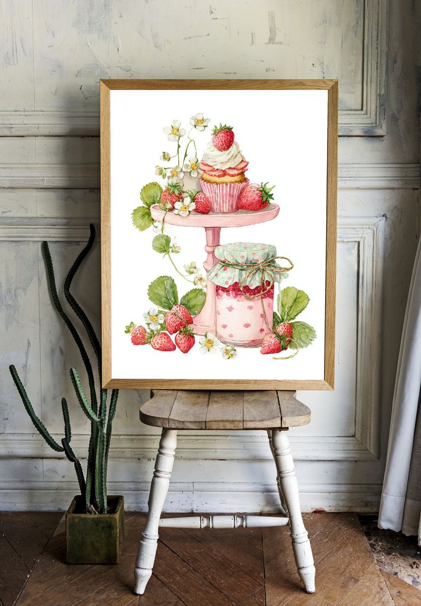 Strawberry Delight — Watercolor Print room preview