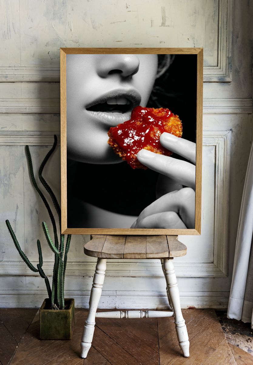 Crispy Chicken Nugget with Ketchup — Photography Print. room preview