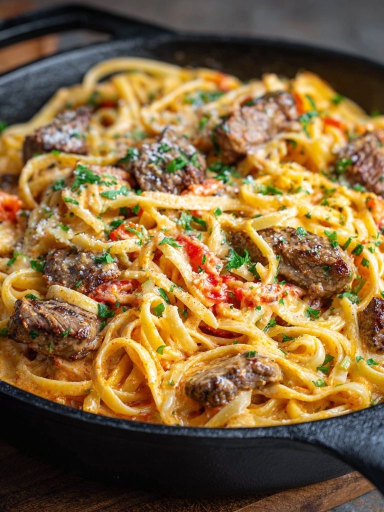 Creamy Beef Fettuccine — Food Print. poster — food-drink art