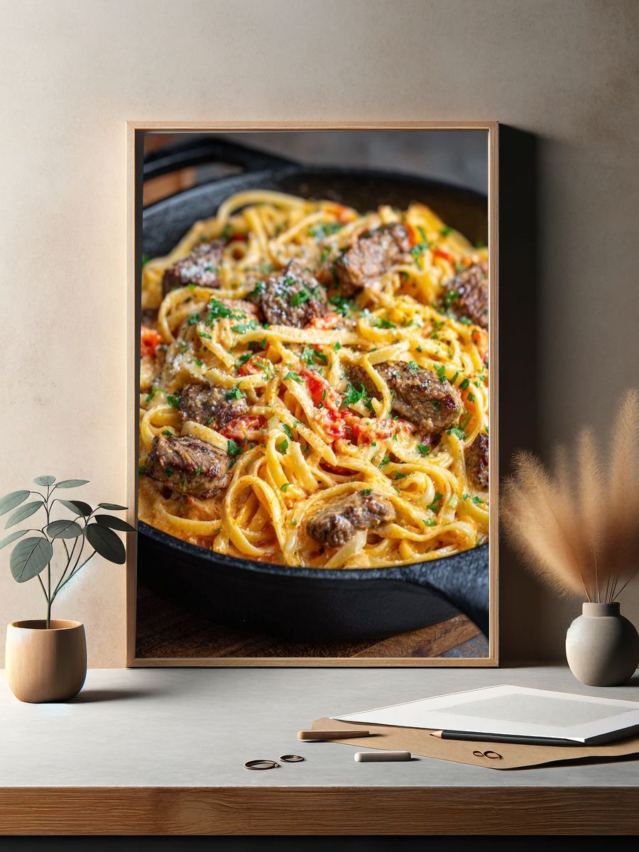 Creamy Beef Fettuccine — Food Print. — room view 2