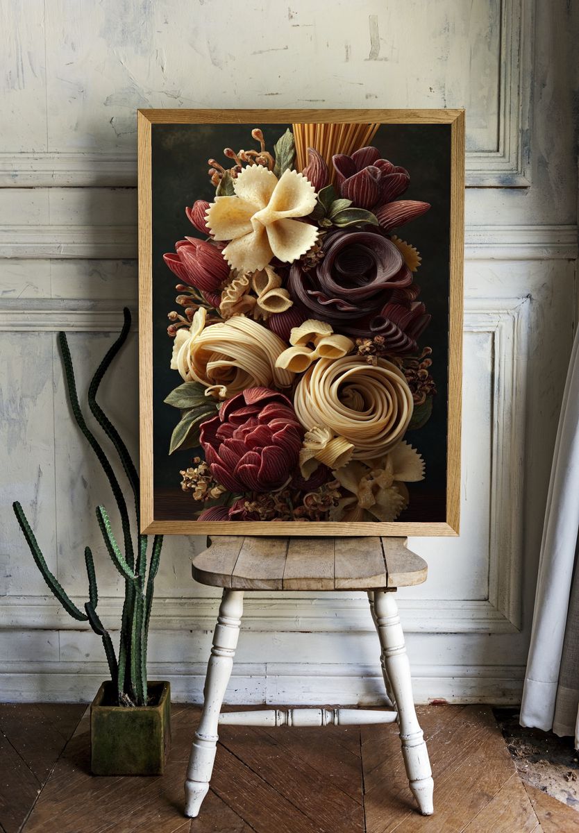 Pasta Bouquet — Food Art Print. room preview