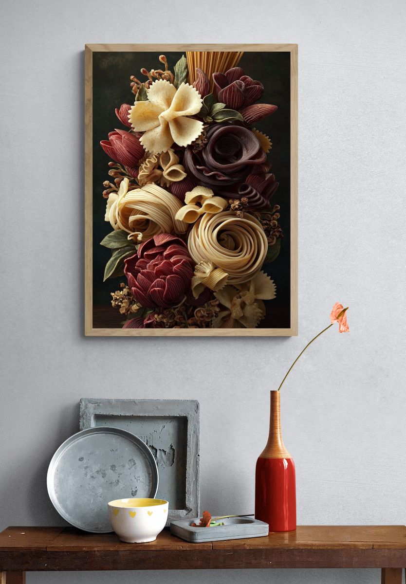 Pasta Bouquet — Food Art Print. — room view 3