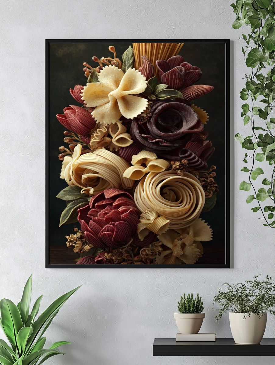 Pasta Bouquet — Food Art Print. — room view 4