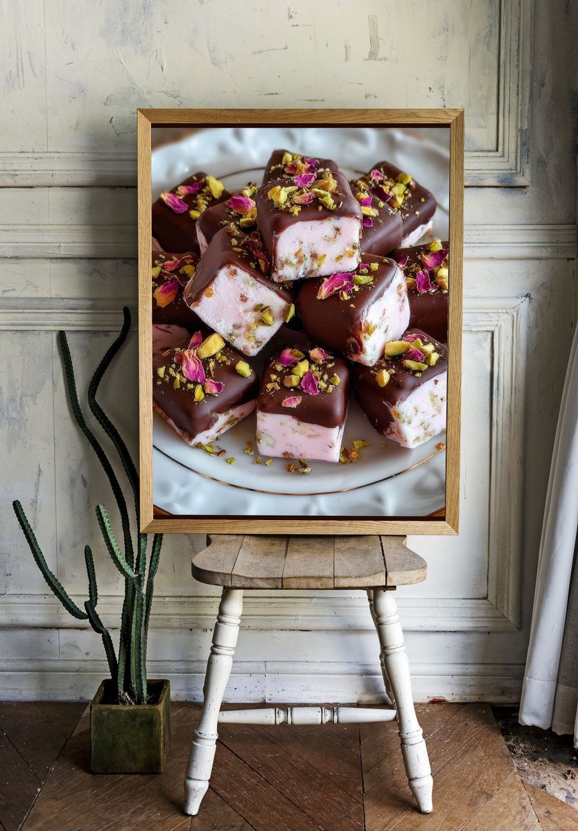 Chocolate Pistachio Dessert Still Life Poster room preview