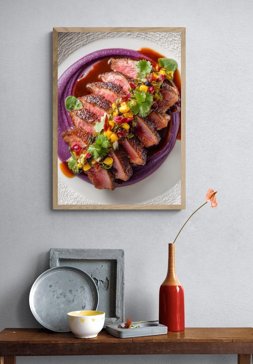 Gourmet Duck Plating Food Print. — room view 3