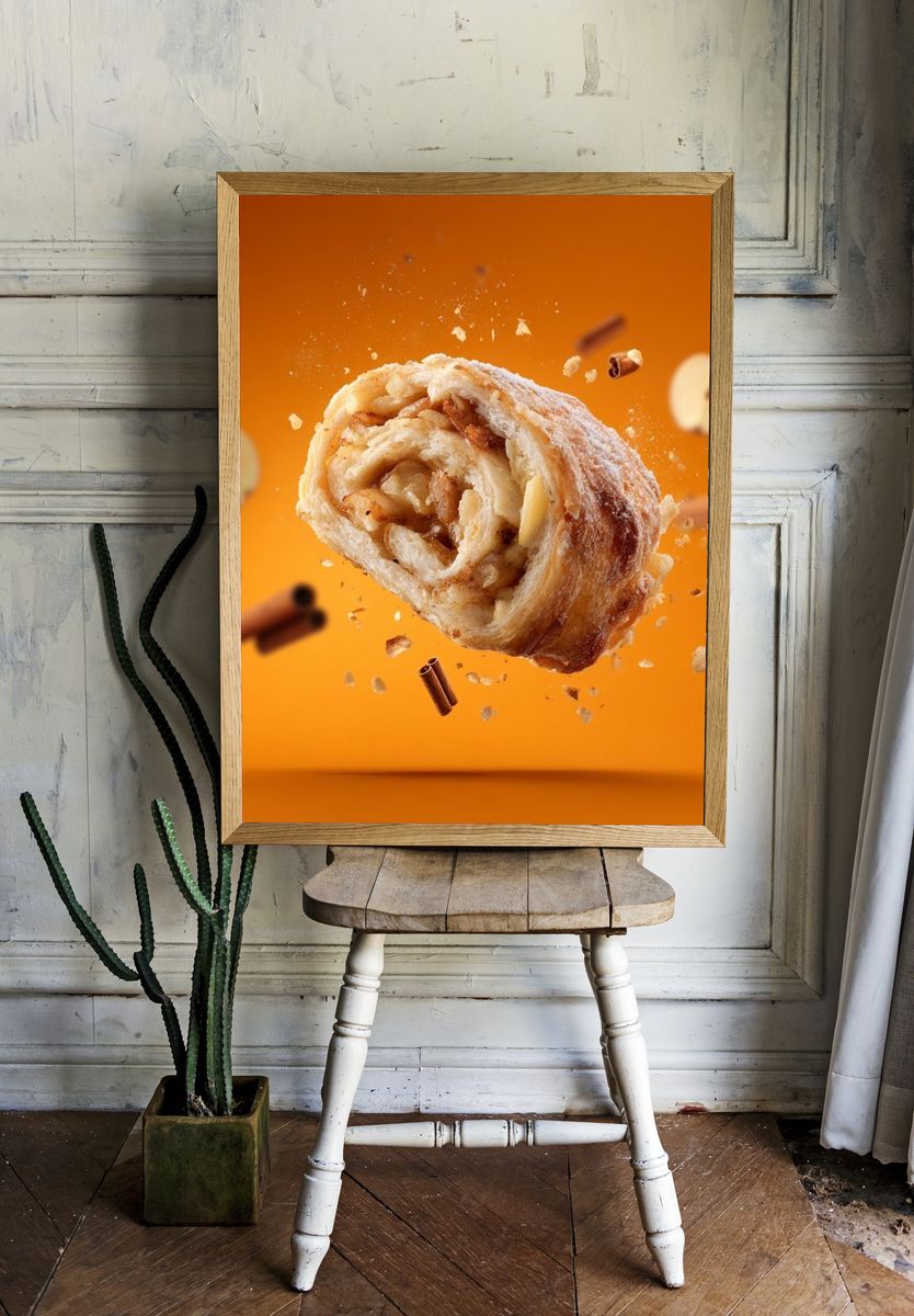 Apple Cinnamon Pastry Photography Poster. — room view 1