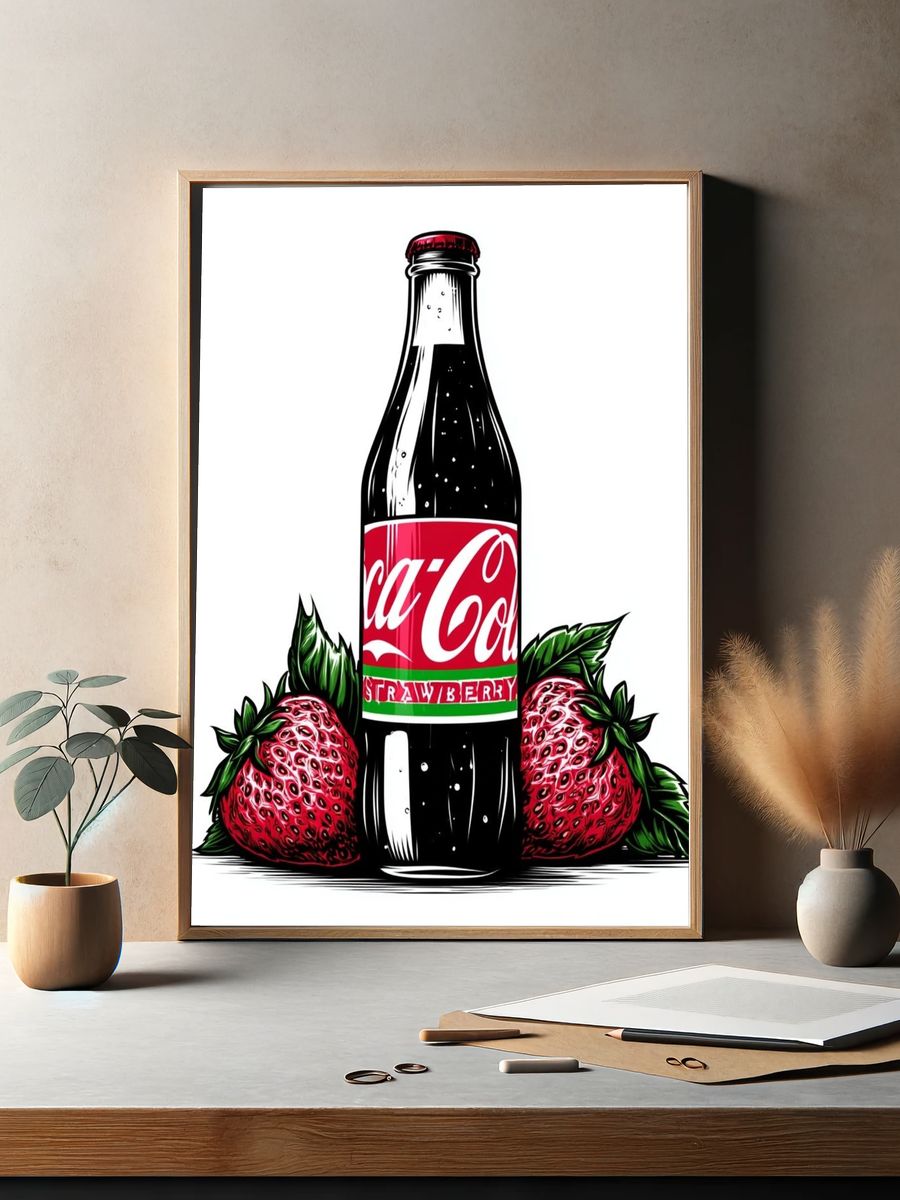 Strawberry Cola Bottle Illustration Poster. — room view 2