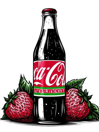 Strawberry Cola Bottle Illustration Poster. poster