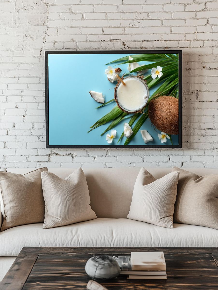 Tropical Coconut Still Life Poster room preview