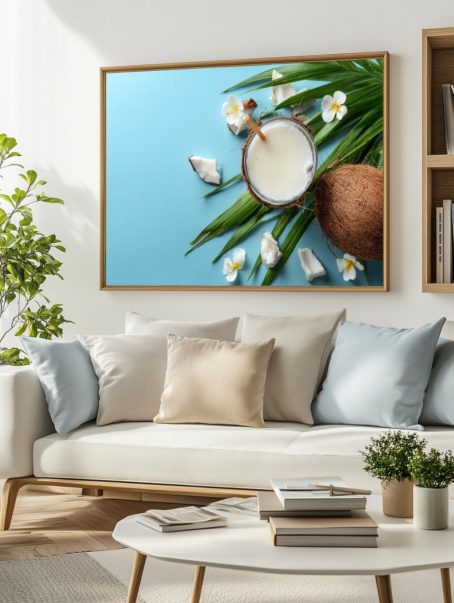 Tropical Coconut Still Life Poster. — room view 2