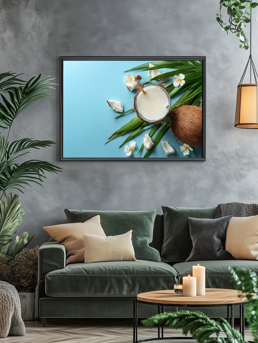 Tropical Coconut Still Life Poster. — room view 4