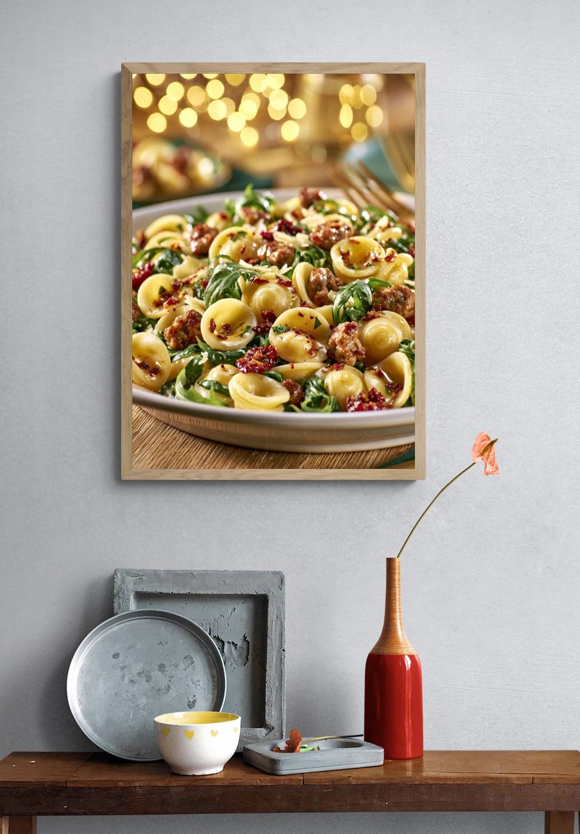 Gourmet Pasta Dish Photography Poster. — room view 3