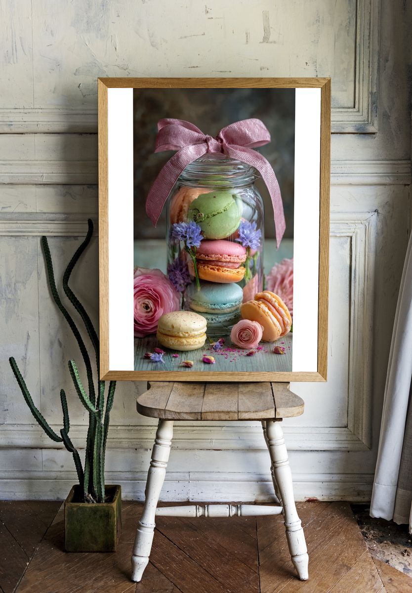 Pastel Macarons Still Life Poster. room preview