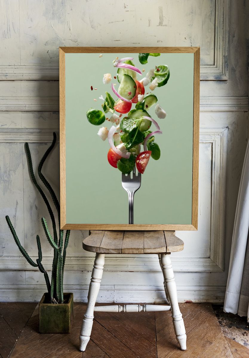 Floating Salad Photography Poster. room preview