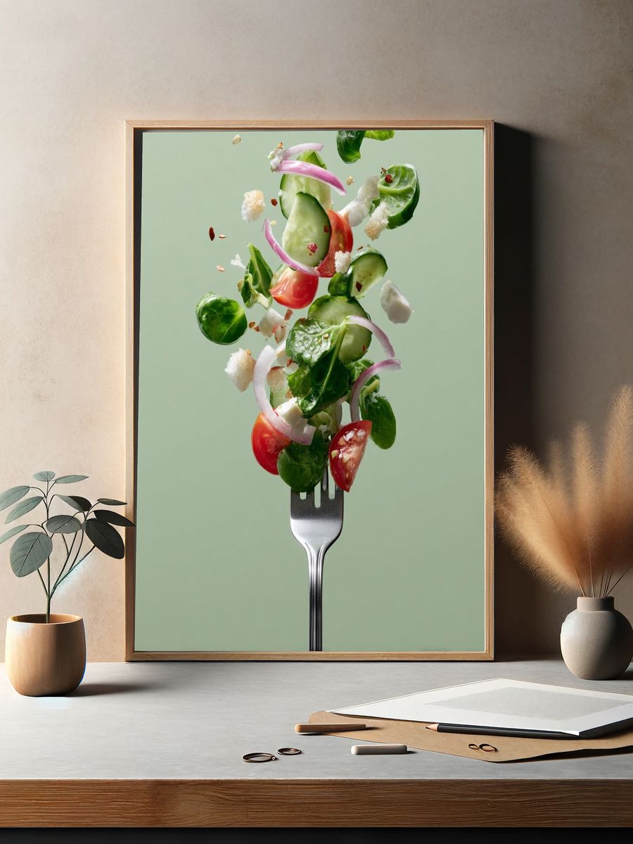 Floating Salad Photography Poster. — room view 2