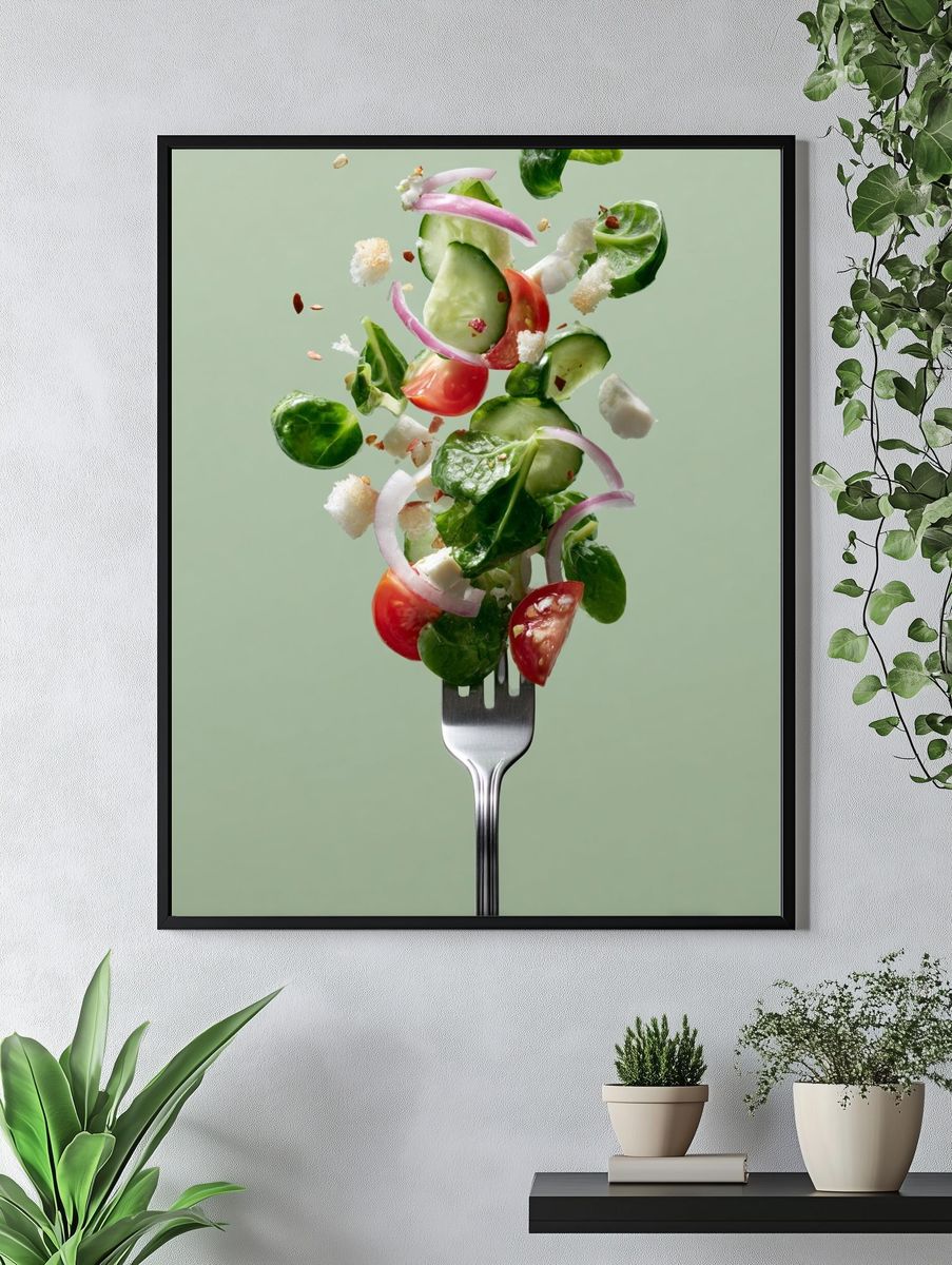 Floating Salad Photography Poster. — room view 4