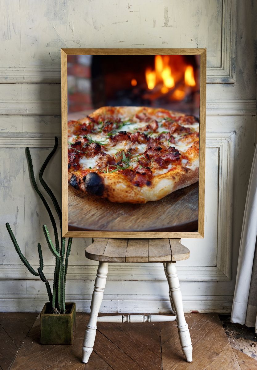 Wood-Fired Pizza Food Photography Poster. — room view 1