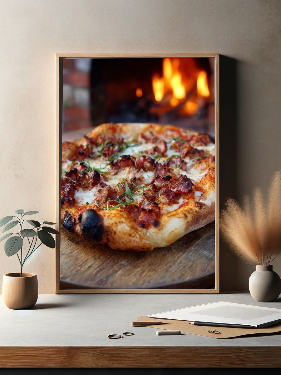 Wood-Fired Pizza Food Photography Poster. — room view 2
