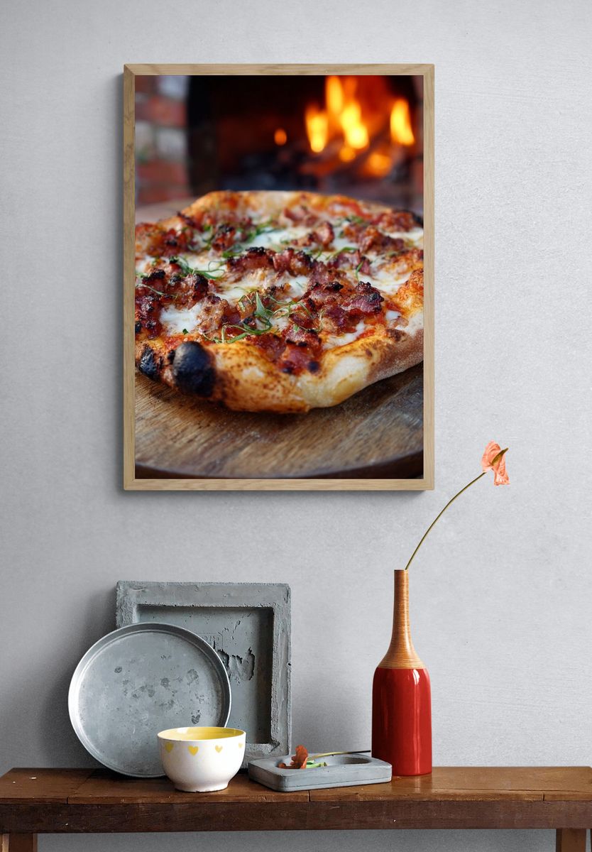 Wood-Fired Pizza Food Photography Poster. — room view 3