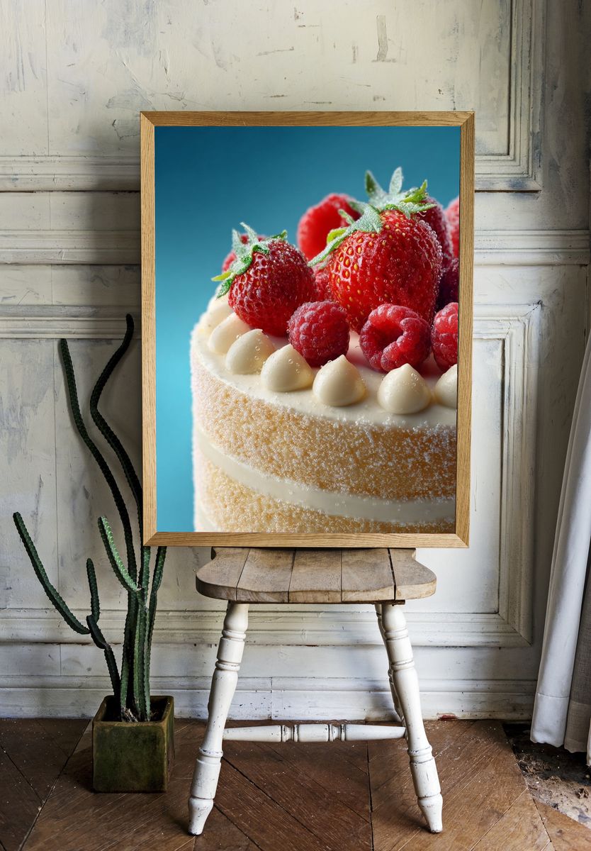 Strawberry Cake Photography Poster. room preview