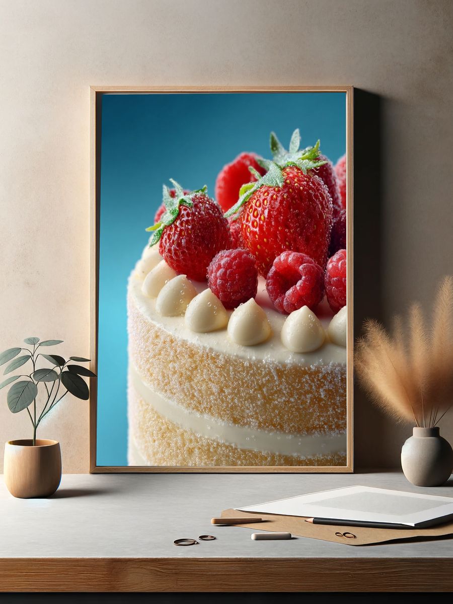 Strawberry Cake Photography Poster. — room view 2
