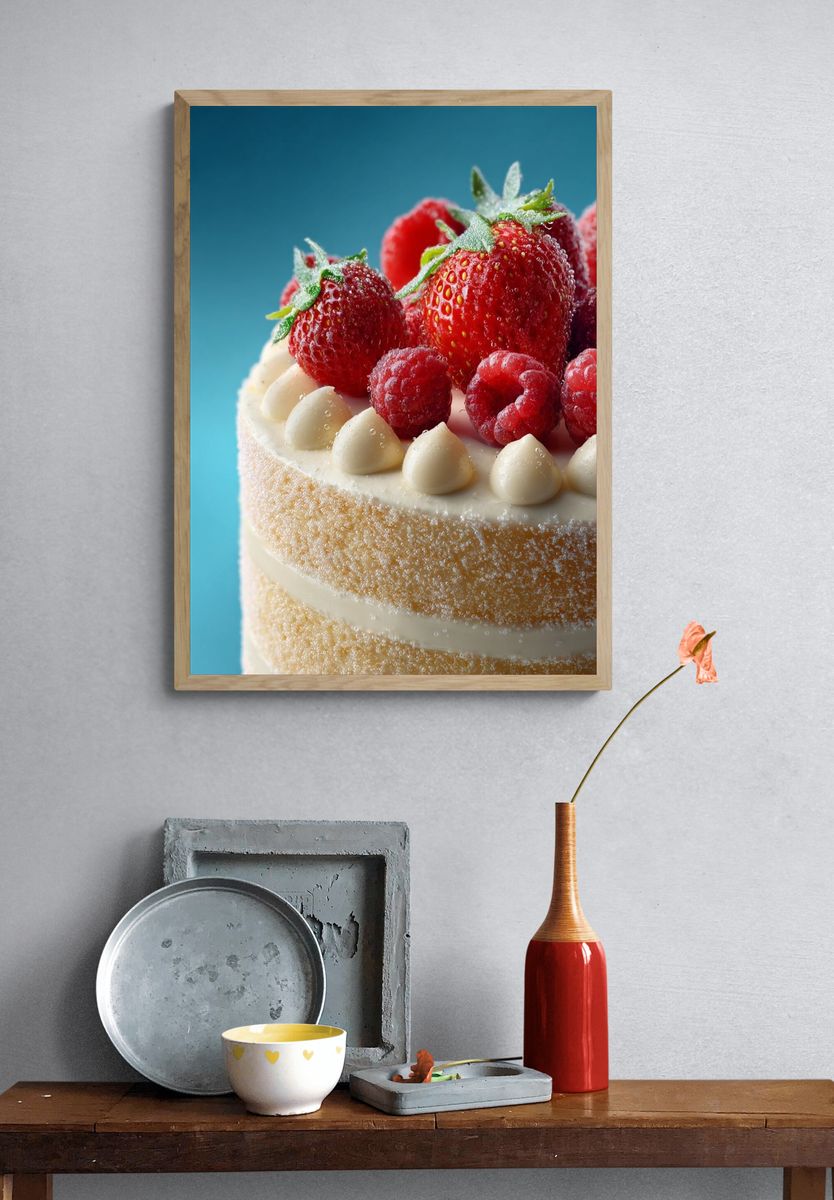 Strawberry Cake Photography Poster. — room view 3