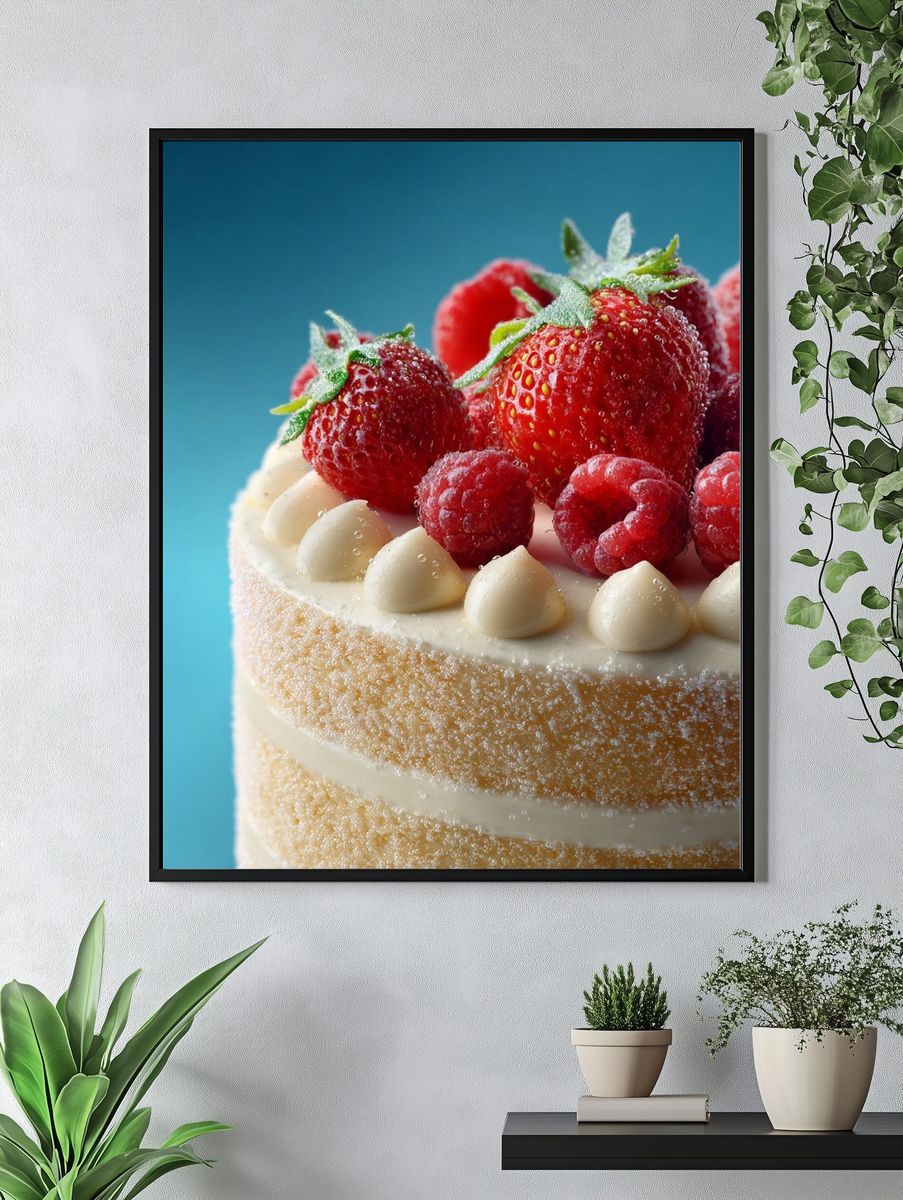 Strawberry Cake Photography Poster. — room view 4