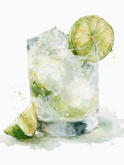 Lime Cocktail Watercolor Print.