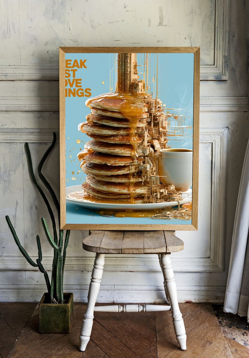 Breakfast Stack Typography Poster. — room view 1