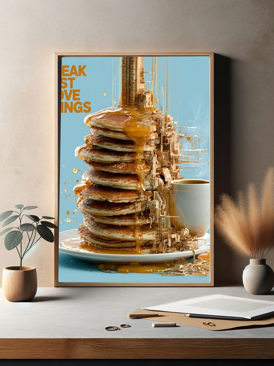 Breakfast Stack Typography Poster. — room view 2