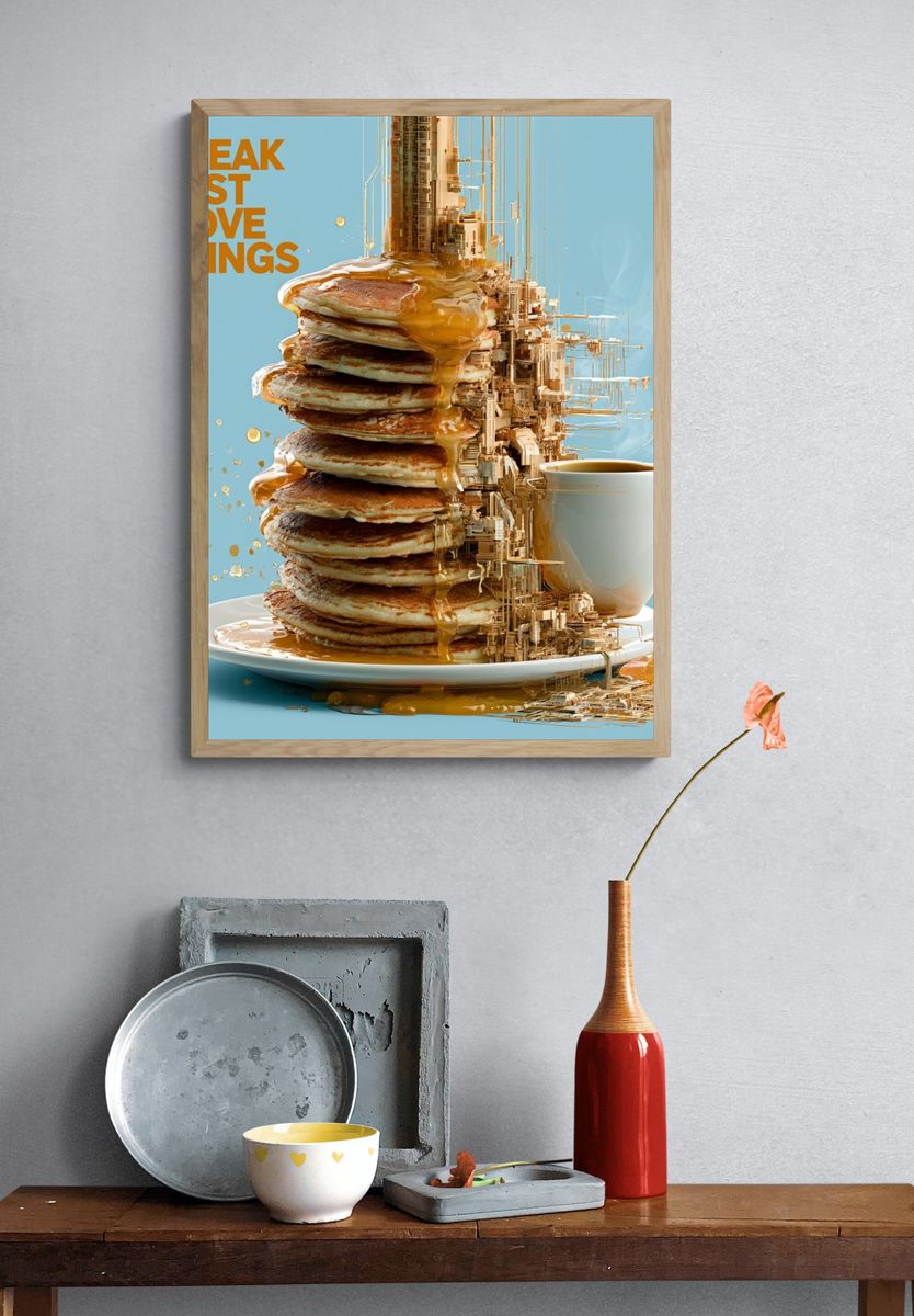 Breakfast Stack Typography Poster. — room view 3