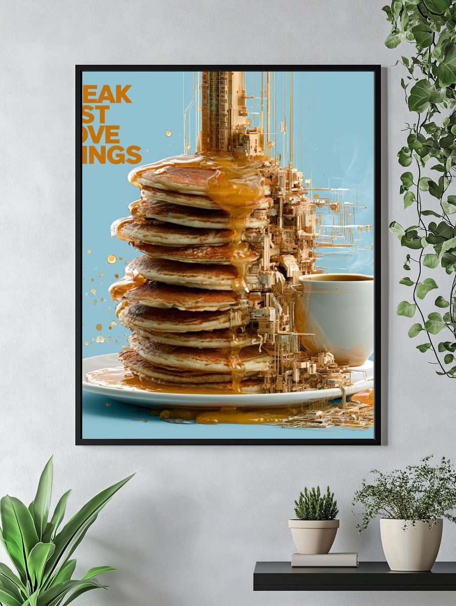 Breakfast Stack Typography Poster. — room view 4