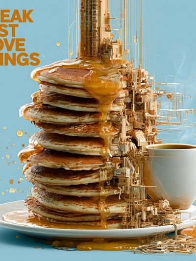 Breakfast Stack Typography Poster. poster