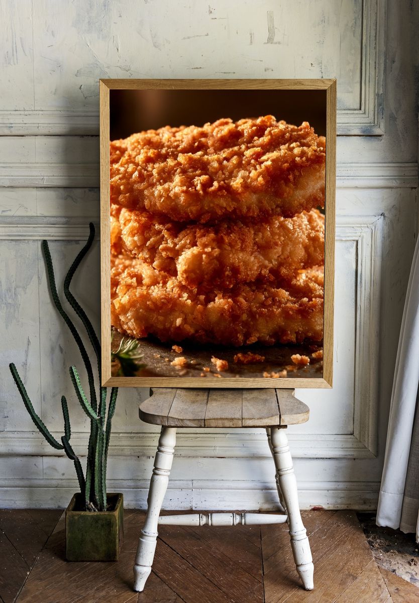 Crispy Fried Chicken Food-Drink Poster. room preview