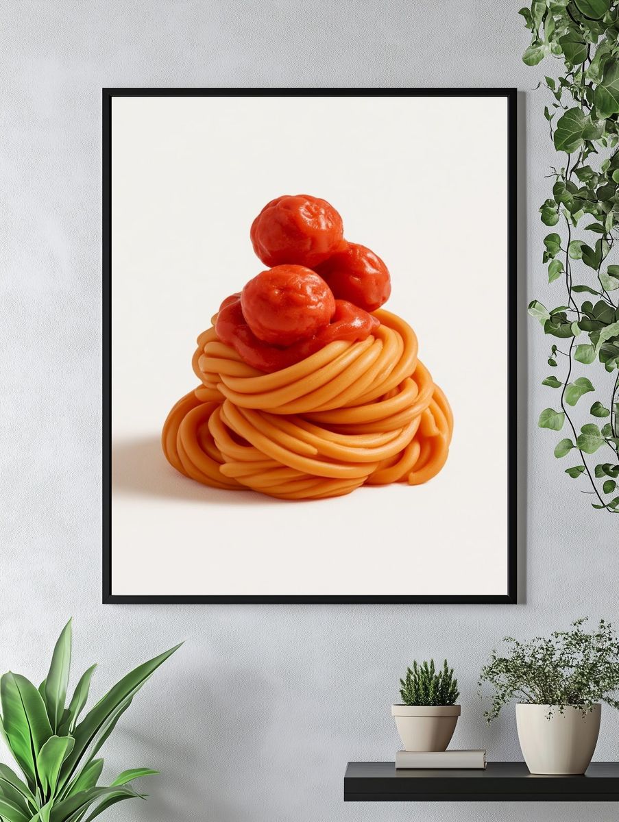 Spaghetti and Meatballs Food Poster. — room view 4