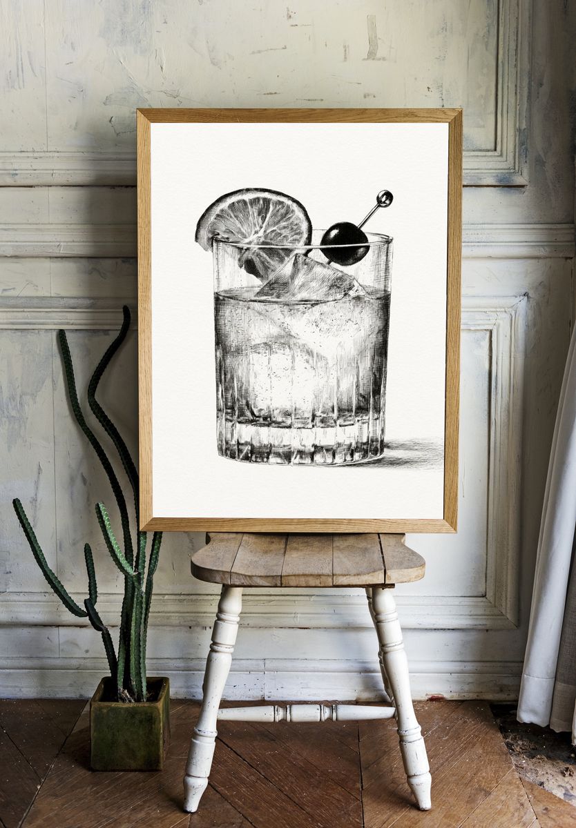 Cocktail Glass Sketch Poster. room preview