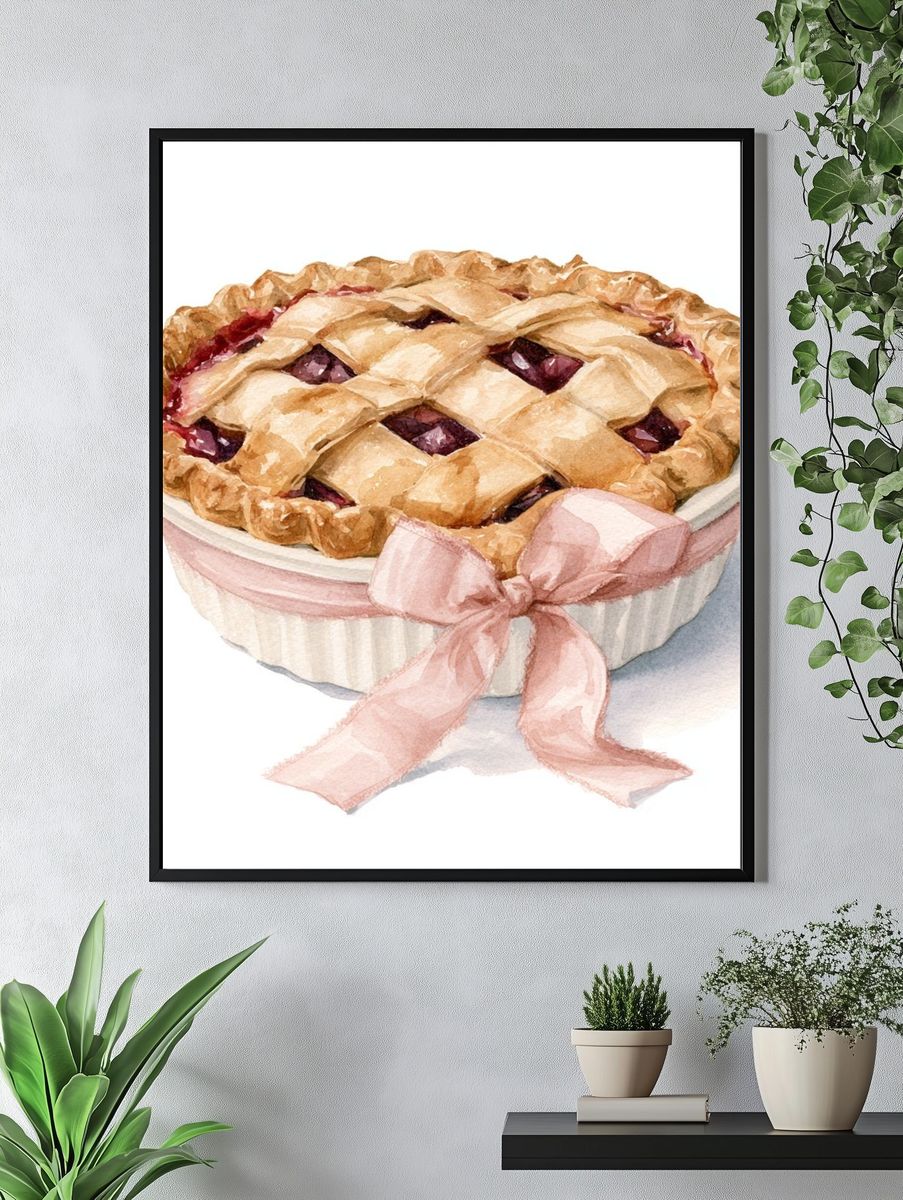 Cherry Pie Watercolor Print. — room view 4