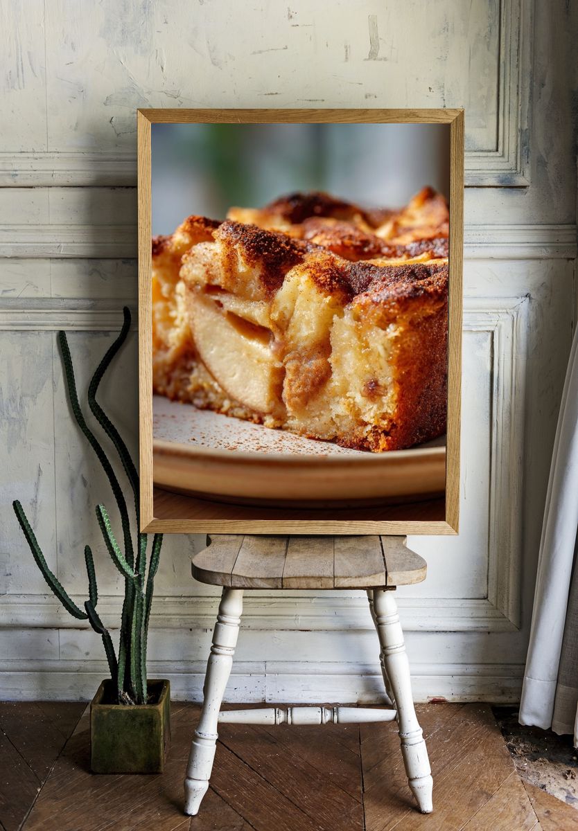Apple Cake Slice Food Photography Poster. room preview
