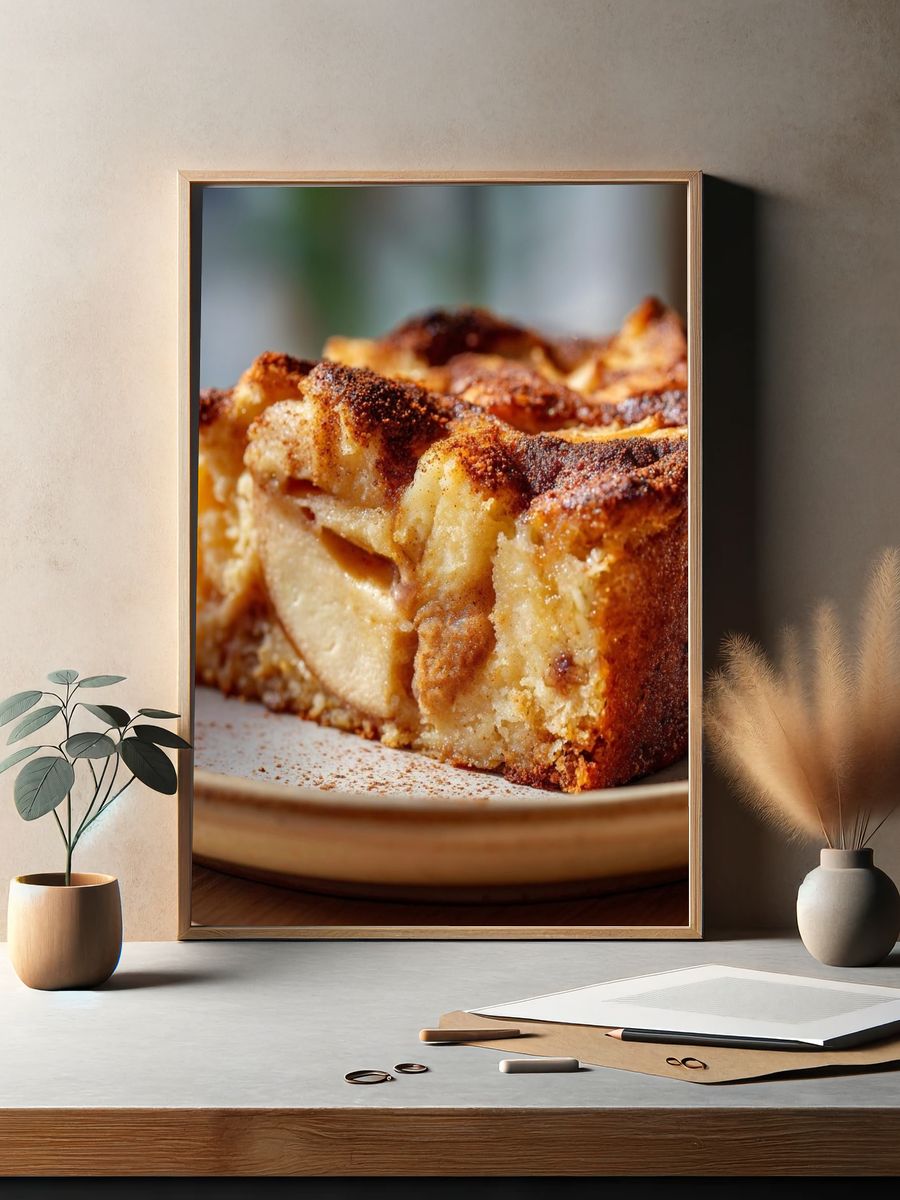 Apple Cake Slice Food Photography Poster. — room view 2