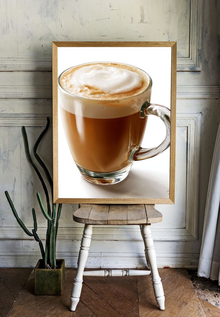 Cappuccino Glass Cup Poster. room preview