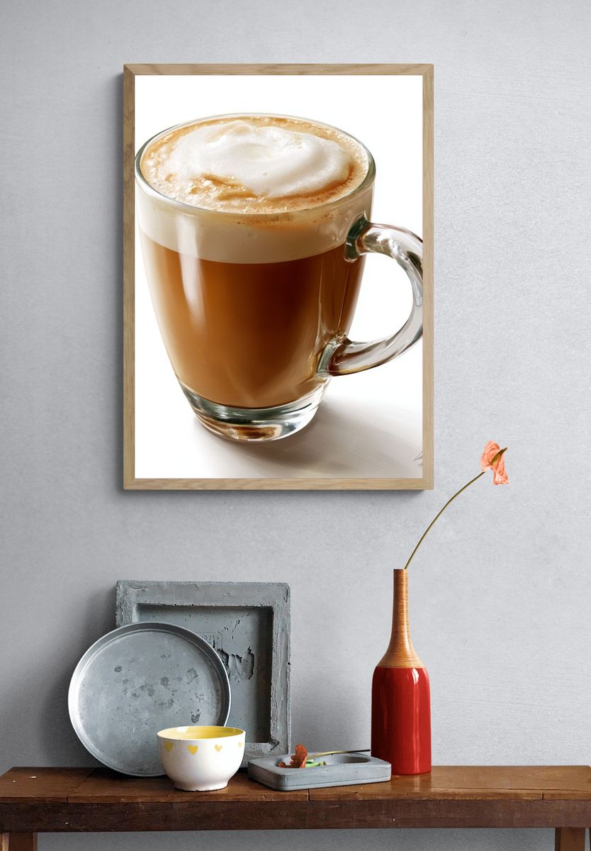 Cappuccino Glass Cup Poster. — room view 3
