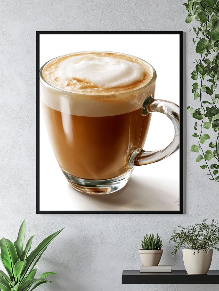 Cappuccino Glass Cup Poster. — room view 4