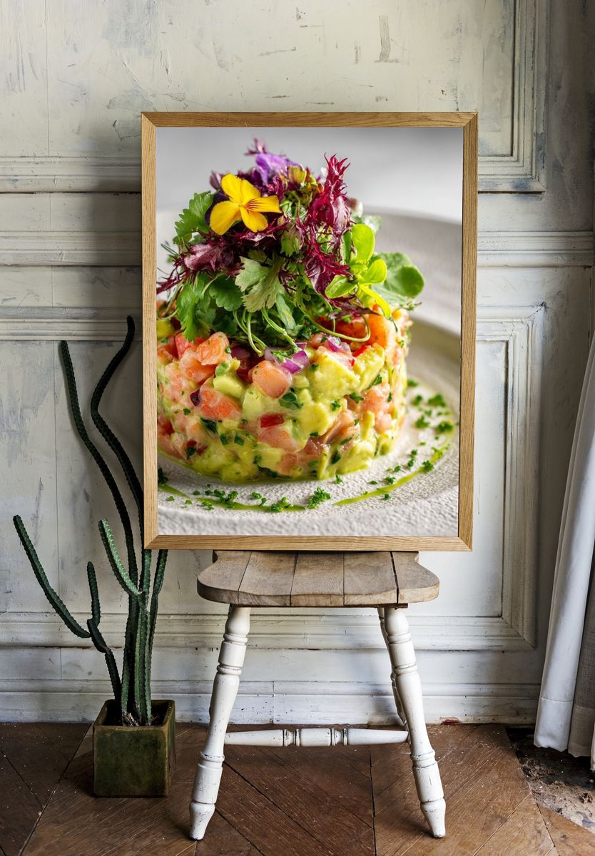 Gourmet Seafood Tartare Photography Poster. room preview