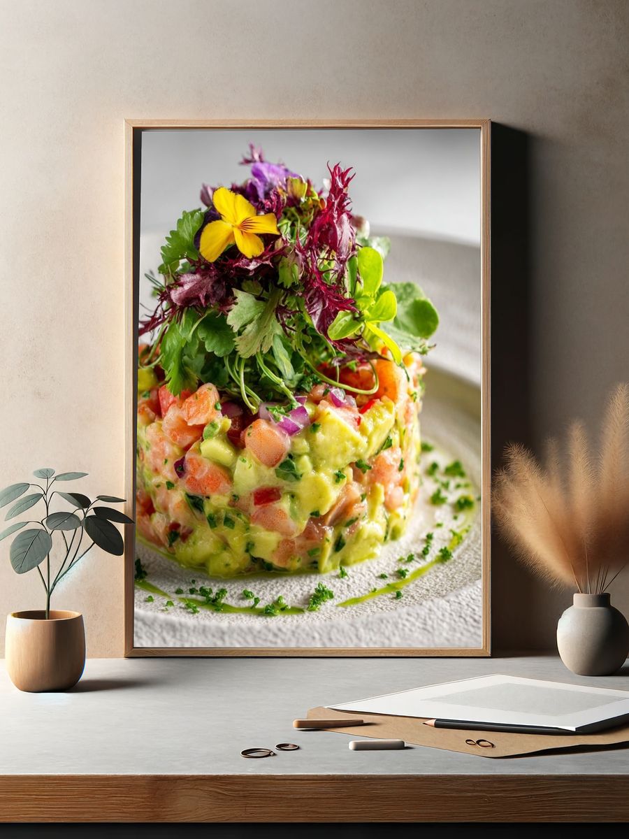Gourmet Seafood Tartare Photography Poster. — room view 2