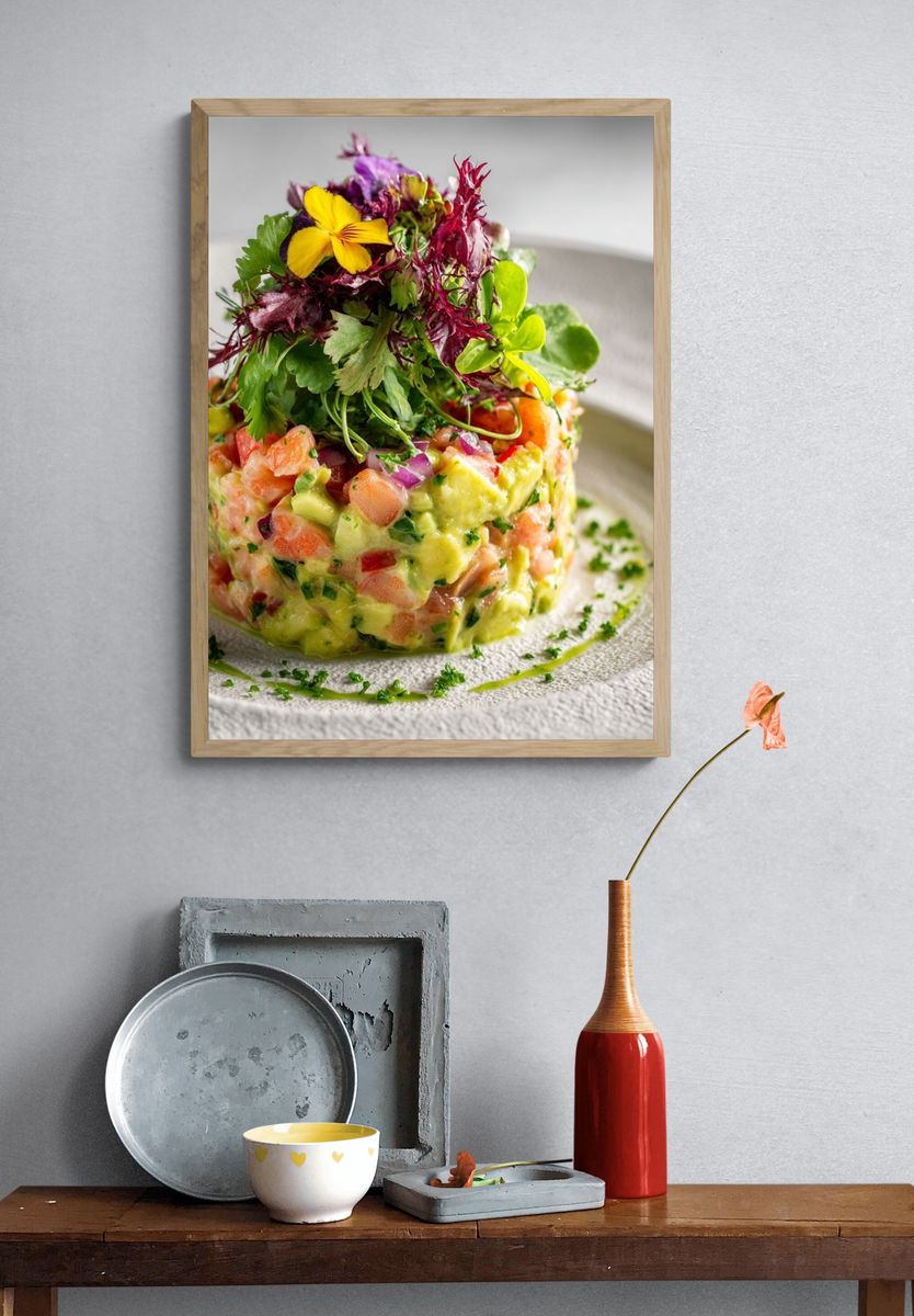 Gourmet Seafood Tartare Photography Poster. — room view 3