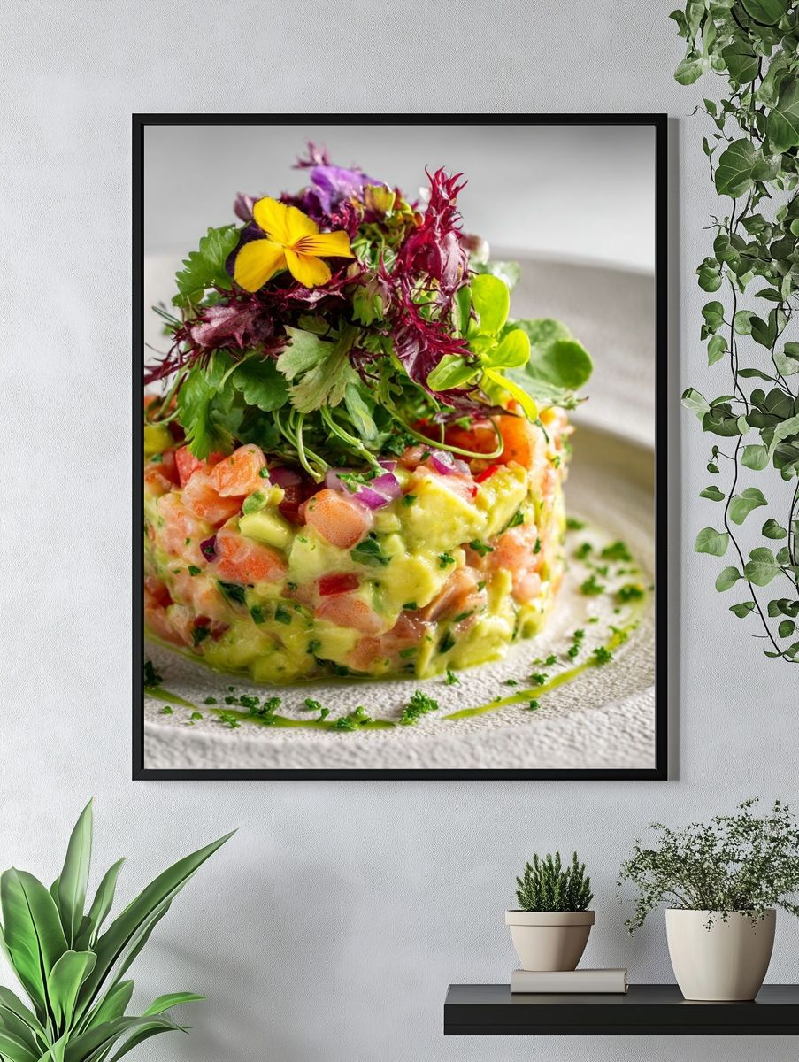 Gourmet Seafood Tartare Photography Poster. — room view 4
