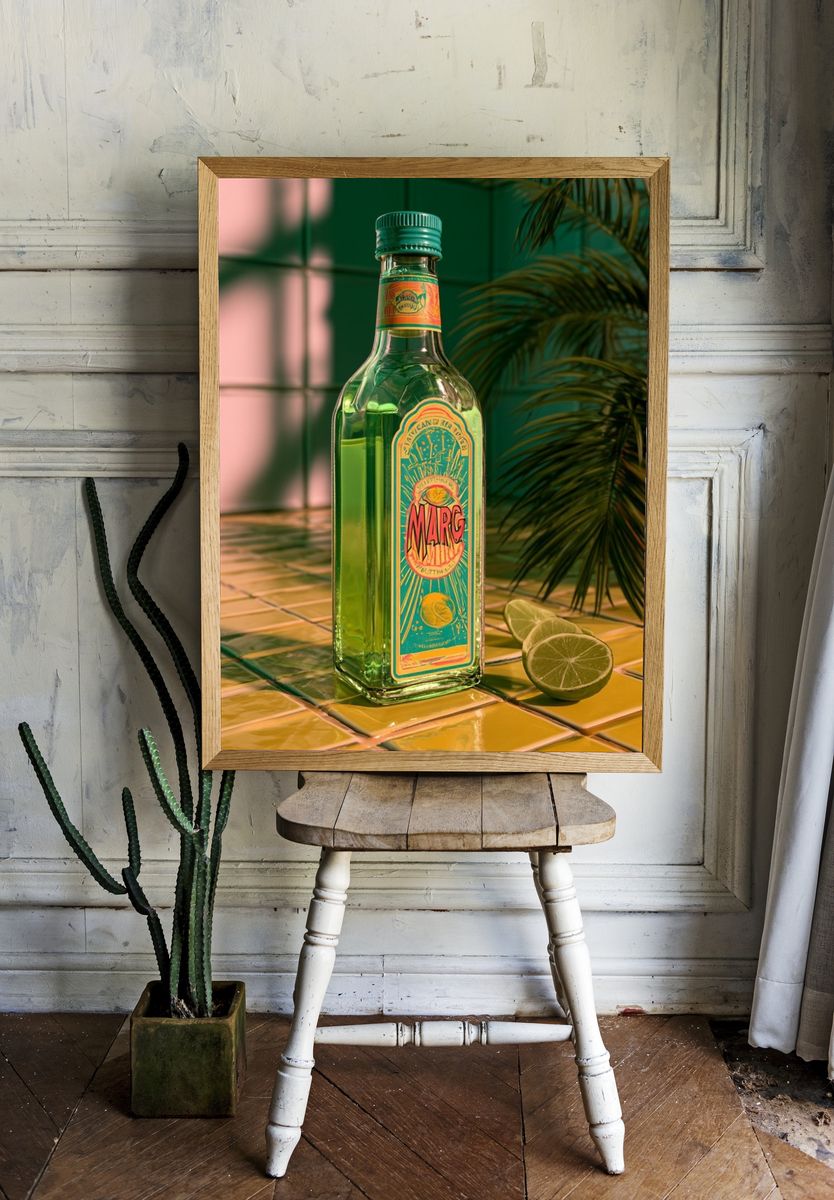 Margarita Bottle Still Life Poster. room preview