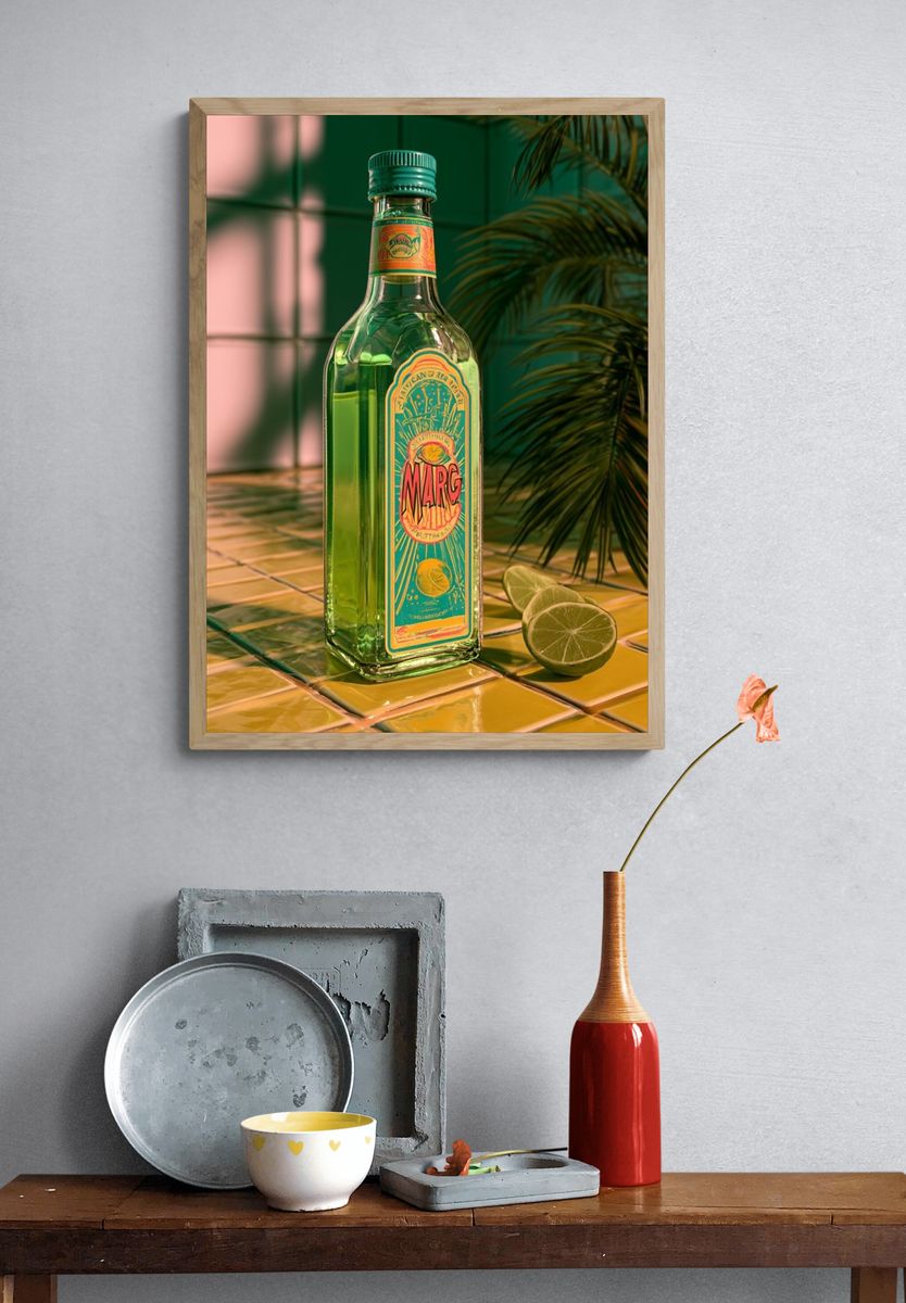 Margarita Bottle Still Life Poster. — room view 3